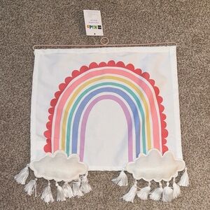 The Big One Colorful Rainbow Wall Hanging with Tassels